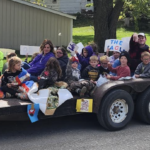 1st grade on trailer for homecoming parade