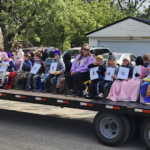 Kindergarten on trailer for homecoming parade