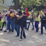 High School band marching in parade